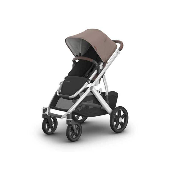 UPPAbaby Vista V3 Stroller - Full-Size Single-to-Double Stroller System - Toddler Seat, Bug Shield, Rain Shield, and Storage Bag Included - Theo (Dark Taupe/Silver Frame/Chestnut Leather)